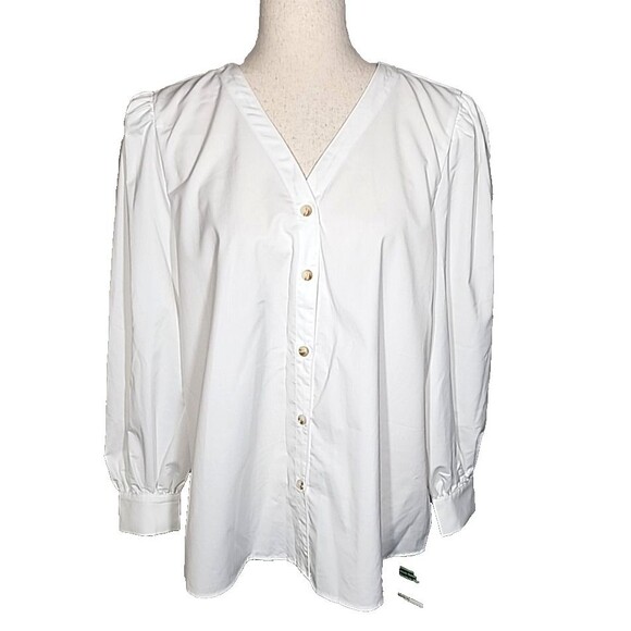Halara White Button Up Long Sleeve Blouse Size Large - Picture 1 of 6